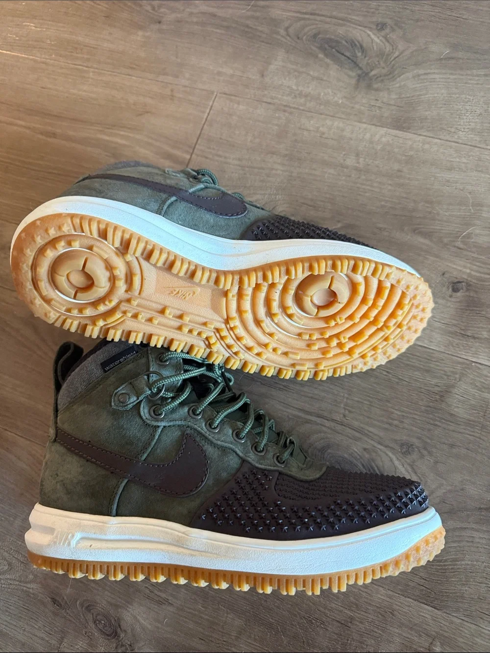 Nike Olive Green and Black High-Top Winter Sneakers